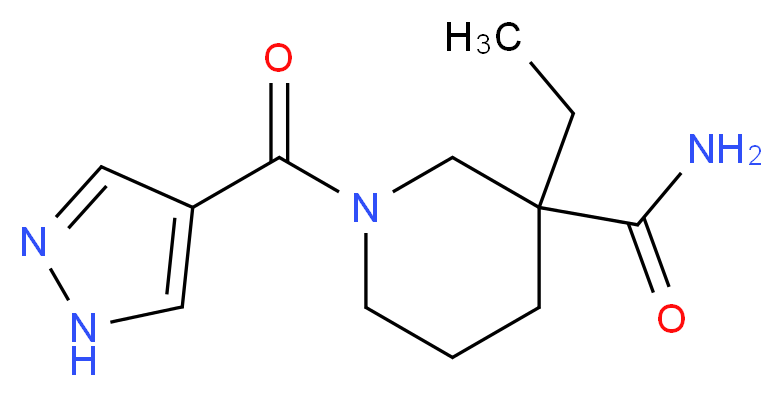 3-ethyl-1-(1H-pyrazol-4-ylcarbonyl)piperidine-3-carboxamide_Molecular_structure_CAS_)