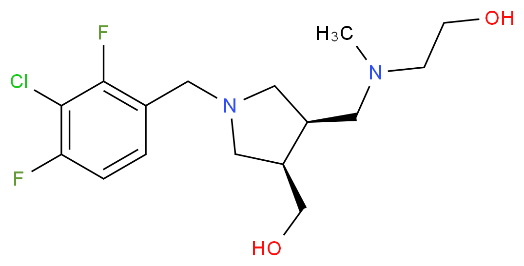 2-[{[(3R*,4R*)-1-(3-chloro-2,4-difluorobenzyl)-4-(hydroxymethyl)pyrrolidin-3-yl]methyl}(methyl)amino]ethanol_Molecular_structure_CAS_)
