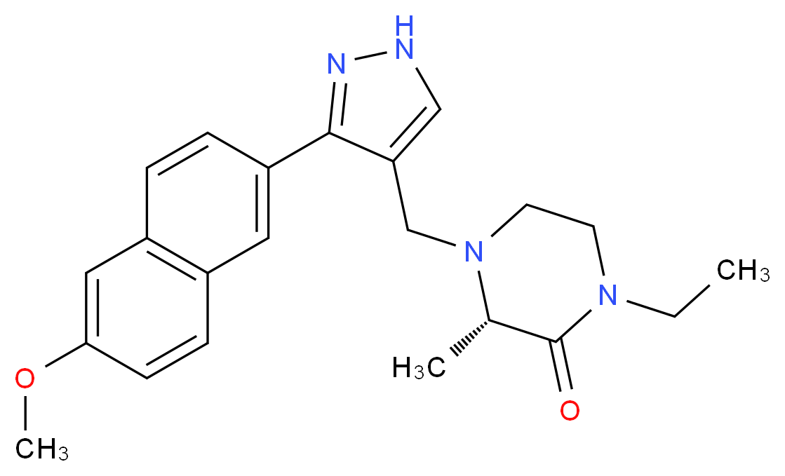 (3S*)-1-ethyl-4-{[3-(6-methoxy-2-naphthyl)-1H-pyrazol-4-yl]methyl}-3-methyl-2-piperazinone_Molecular_structure_CAS_)