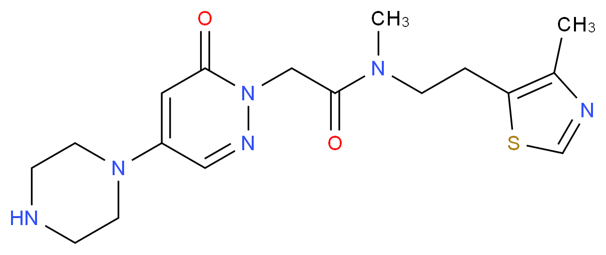 N-methyl-N-[2-(4-methyl-1,3-thiazol-5-yl)ethyl]-2-(6-oxo-4-piperazin-1-ylpyridazin-1(6H)-yl)acetamide_Molecular_structure_CAS_)