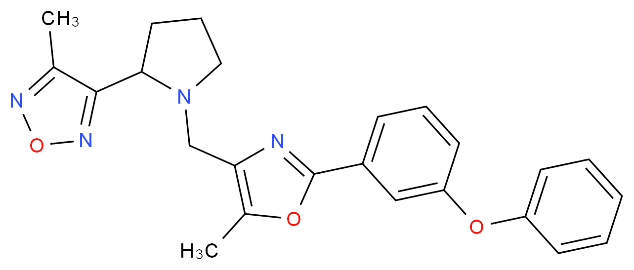 3-methyl-4-(1-{[5-methyl-2-(3-phenoxyphenyl)-1,3-oxazol-4-yl]methyl}-2-pyrrolidinyl)-1,2,5-oxadiazole_Molecular_structure_CAS_)