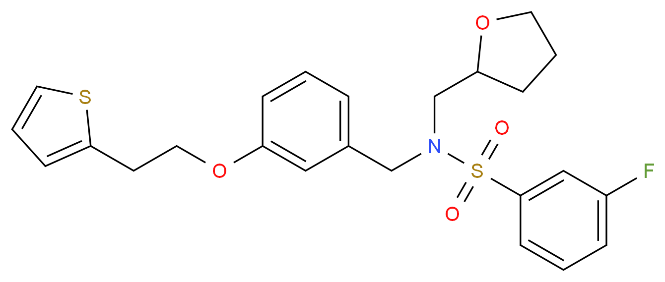 3-fluoro-N-(tetrahydro-2-furanylmethyl)-N-{3-[2-(2-thienyl)ethoxy]benzyl}benzenesulfonamide_Molecular_structure_CAS_)