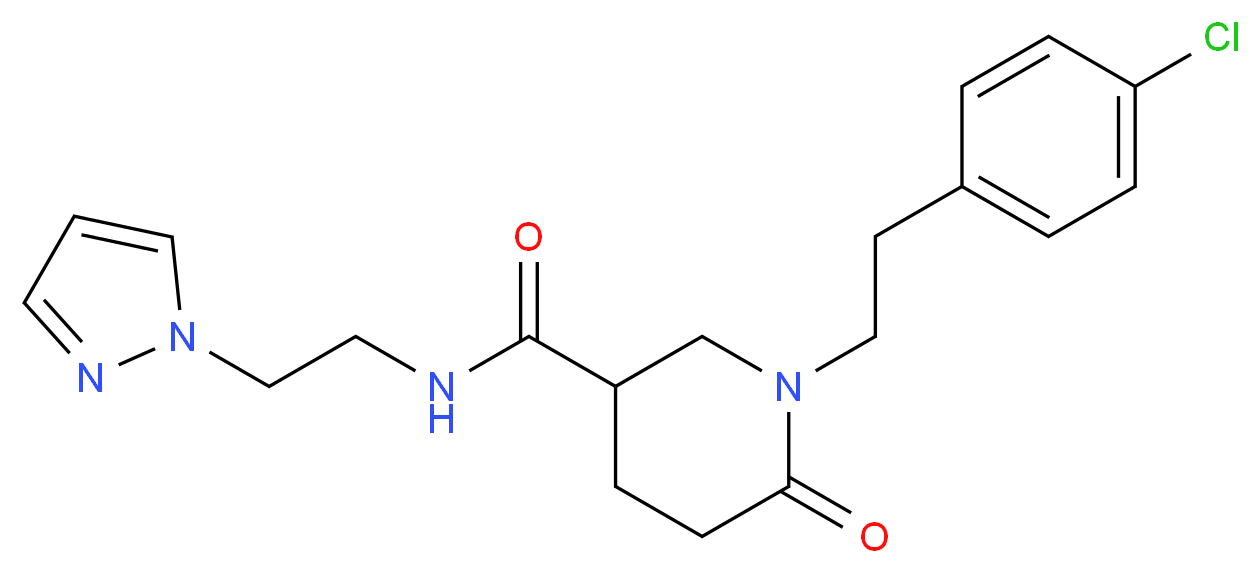 1-[2-(4-chlorophenyl)ethyl]-6-oxo-N-[2-(1H-pyrazol-1-yl)ethyl]-3-piperidinecarboxamide_Molecular_structure_CAS_)