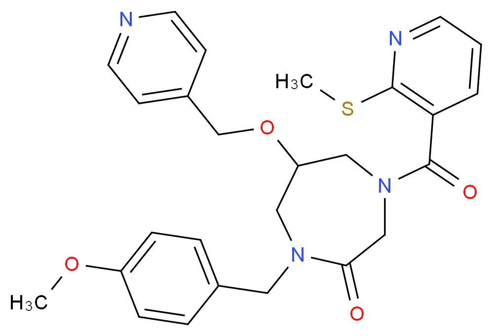 1-(4-methoxybenzyl)-4-{[2-(methylthio)-3-pyridinyl]carbonyl}-6-(4-pyridinylmethoxy)-1,4-diazepan-2-one_Molecular_structure_CAS_)