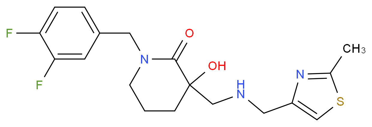 1-(3,4-difluorobenzyl)-3-hydroxy-3-({[(2-methyl-1,3-thiazol-4-yl)methyl]amino}methyl)-2-piperidinone_Molecular_structure_CAS_)
