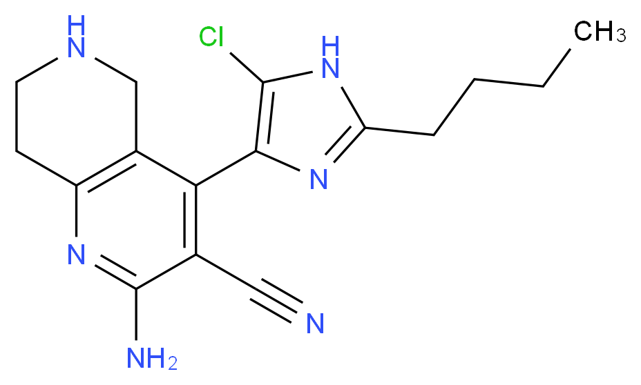 2-amino-4-(2-butyl-5-chloro-1H-imidazol-4-yl)-5,6,7,8-tetrahydro-1,6-naphthyridine-3-carbonitrile_Molecular_structure_CAS_)