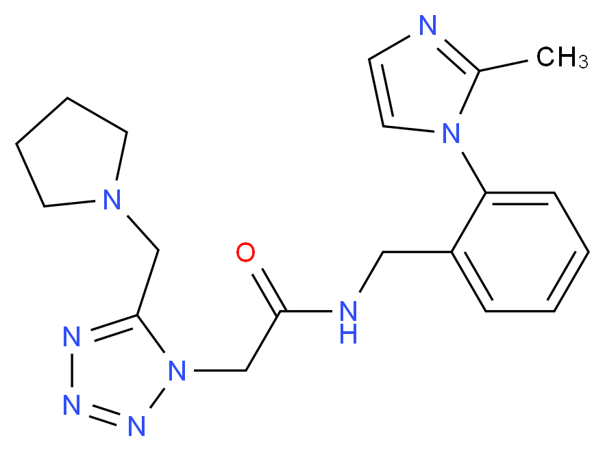 N-[2-(2-methyl-1H-imidazol-1-yl)benzyl]-2-[5-(pyrrolidin-1-ylmethyl)-1H-tetrazol-1-yl]acetamide_Molecular_structure_CAS_)