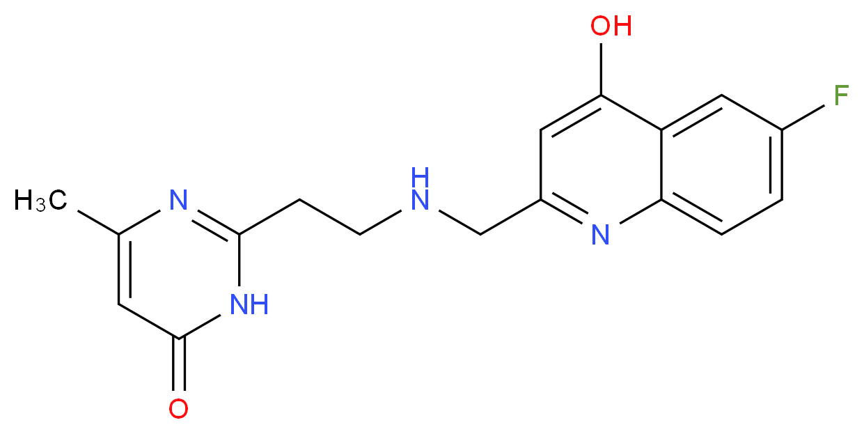 2-(2-{[(6-fluoro-4-hydroxyquinolin-2-yl)methyl]amino}ethyl)-6-methylpyrimidin-4(3H)-one_Molecular_structure_CAS_)