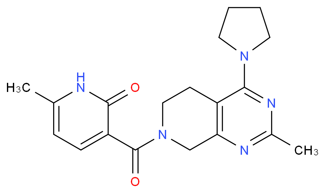 6-methyl-3-{[2-methyl-4-(1-pyrrolidinyl)-5,8-dihydropyrido[3,4-d]pyrimidin-7(6H)-yl]carbonyl}-2(1H)-pyridinone_Molecular_structure_CAS_)