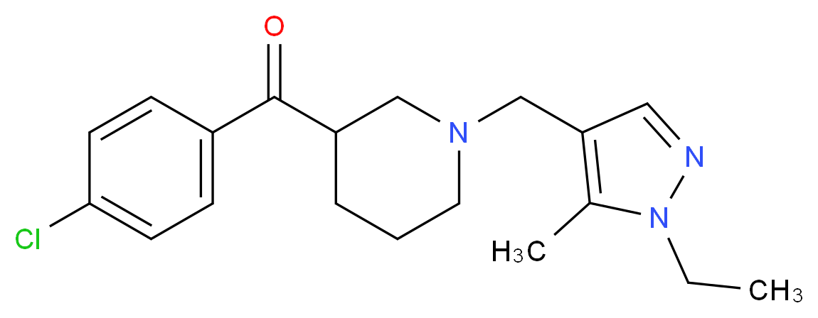 (4-chlorophenyl){1-[(1-ethyl-5-methyl-1H-pyrazol-4-yl)methyl]-3-piperidinyl}methanone_Molecular_structure_CAS_)