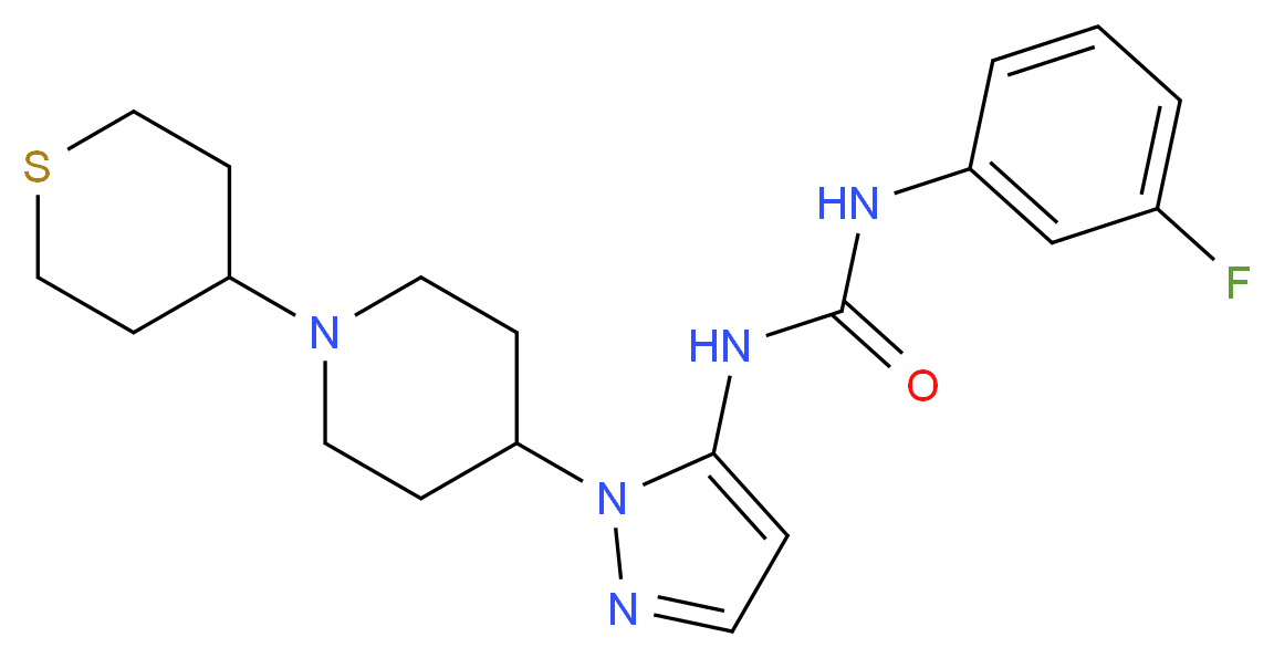 N-(3-fluorophenyl)-N'-{1-[1-(tetrahydro-2H-thiopyran-4-yl)-4-piperidinyl]-1H-pyrazol-5-yl}urea_Molecular_structure_CAS_)