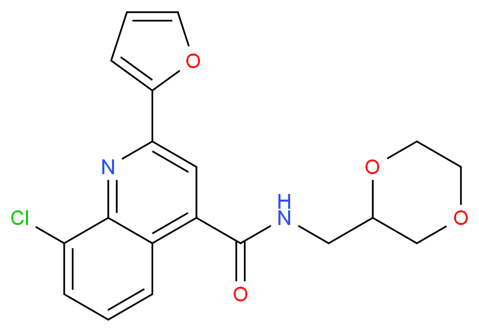 8-chloro-N-(1,4-dioxan-2-ylmethyl)-2-(2-furyl)-4-quinolinecarboxamide_Molecular_structure_CAS_)