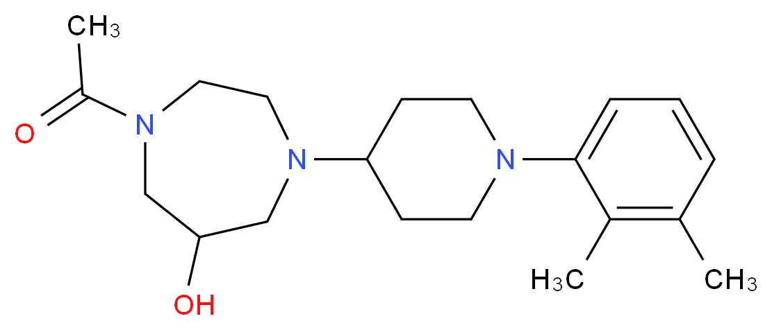 1-acetyl-4-[1-(2,3-dimethylphenyl)-4-piperidinyl]-1,4-diazepan-6-ol_Molecular_structure_CAS_)