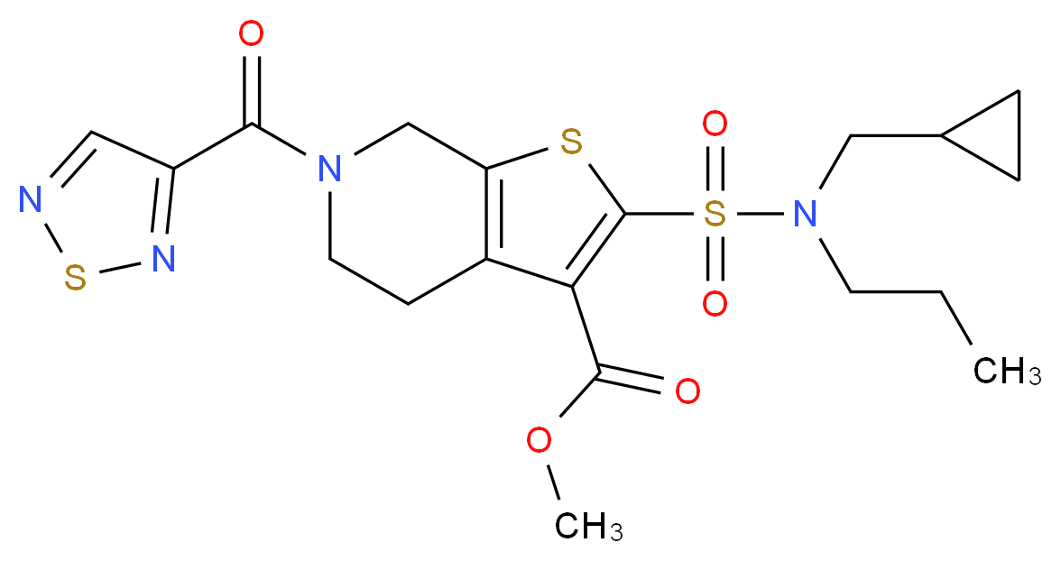 methyl 2-{[(cyclopropylmethyl)(propyl)amino]sulfonyl}-6-(1,2,5-thiadiazol-3-ylcarbonyl)-4,5,6,7-tetrahydrothieno[2,3-c]pyridine-3-carboxylate_Molecular_structure_CAS_)