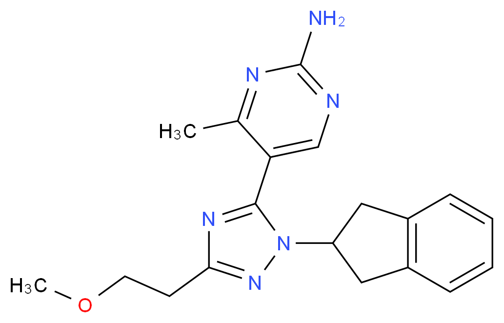 5-[1-(2,3-dihydro-1H-inden-2-yl)-3-(2-methoxyethyl)-1H-1,2,4-triazol-5-yl]-4-methylpyrimidin-2-amine_Molecular_structure_CAS_)