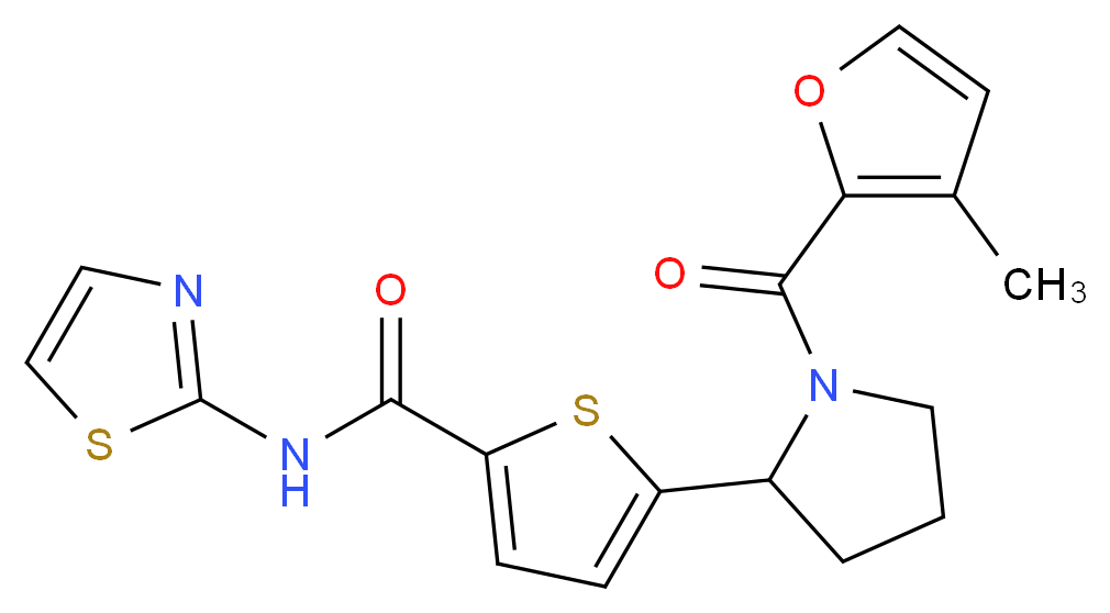 5-[1-(3-methyl-2-furoyl)-2-pyrrolidinyl]-N-1,3-thiazol-2-yl-2-thiophenecarboxamide_Molecular_structure_CAS_)