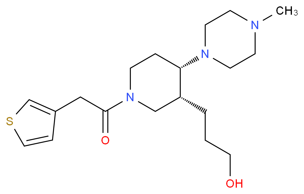 3-[(3R*,4S*)-4-(4-methylpiperazin-1-yl)-1-(3-thienylacetyl)piperidin-3-yl]propan-1-ol_Molecular_structure_CAS_)
