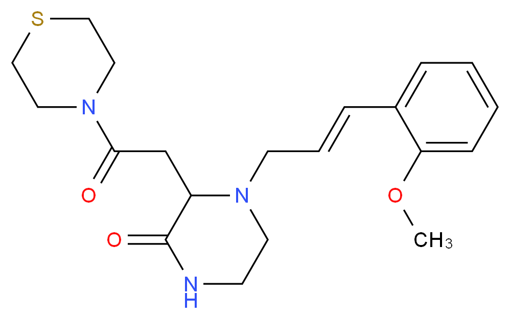 4-[(2E)-3-(2-methoxyphenyl)-2-propen-1-yl]-3-[2-oxo-2-(4-thiomorpholinyl)ethyl]-2-piperazinone_Molecular_structure_CAS_)