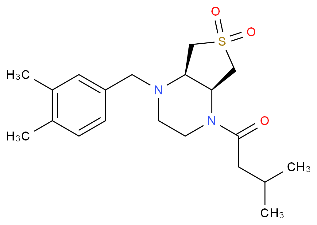 (4aS*,7aR*)-1-(3,4-dimethylbenzyl)-4-(3-methylbutanoyl)octahydrothieno[3,4-b]pyrazine 6,6-dioxide_Molecular_structure_CAS_)