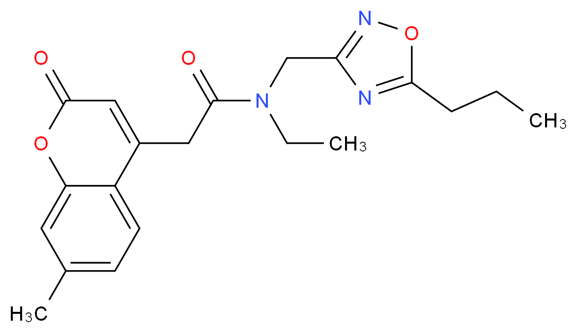 N-ethyl-2-(7-methyl-2-oxo-2H-chromen-4-yl)-N-[(5-propyl-1,2,4-oxadiazol-3-yl)methyl]acetamide_Molecular_structure_CAS_)