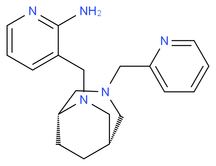 3-{[(1S*,5R*)-3-(pyridin-2-ylmethyl)-3,6-diazabicyclo[3.2.2]non-6-yl]methyl}pyridin-2-amine_Molecular_structure_CAS_)