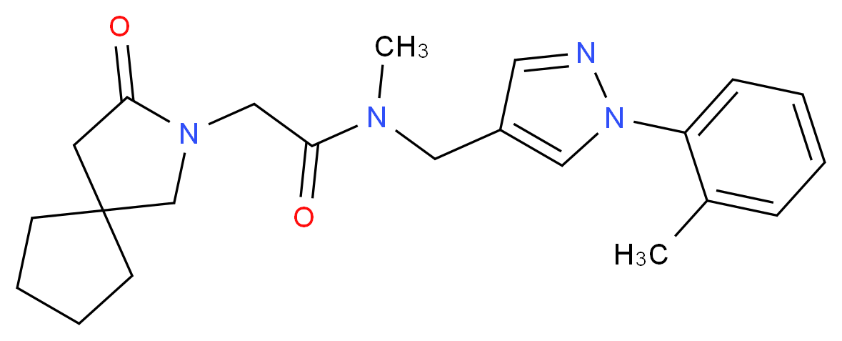 N-methyl-N-{[1-(2-methylphenyl)-1H-pyrazol-4-yl]methyl}-2-(3-oxo-2-azaspiro[4.4]non-2-yl)acetamide_Molecular_structure_CAS_)