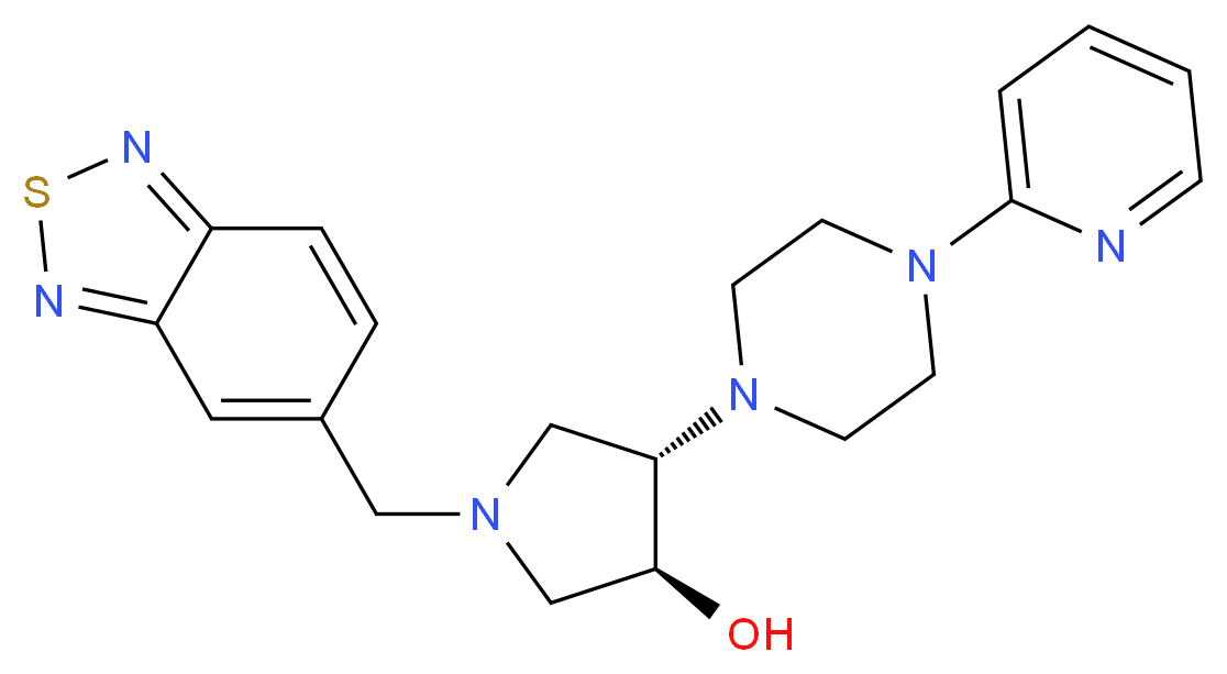 (3S*,4S*)-1-(2,1,3-benzothiadiazol-5-ylmethyl)-4-[4-(2-pyridinyl)-1-piperazinyl]-3-pyrrolidinol_Molecular_structure_CAS_)