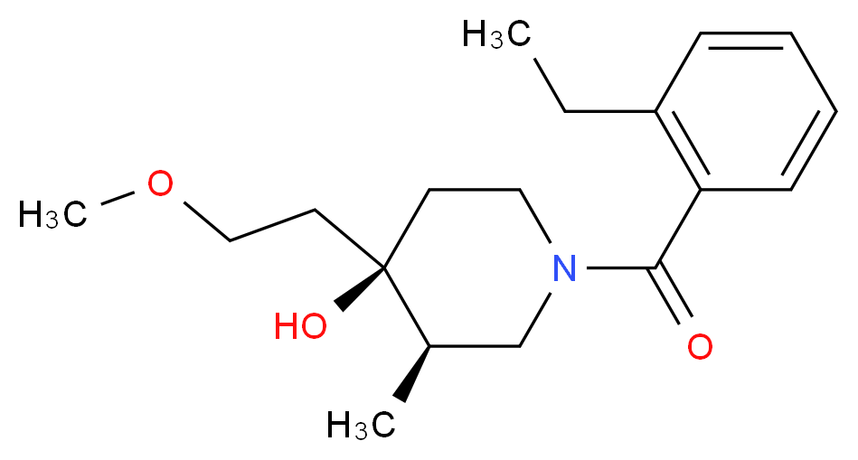 (3R*,4R*)-1-(2-ethylbenzoyl)-4-(2-methoxyethyl)-3-methyl-4-piperidinol_Molecular_structure_CAS_)