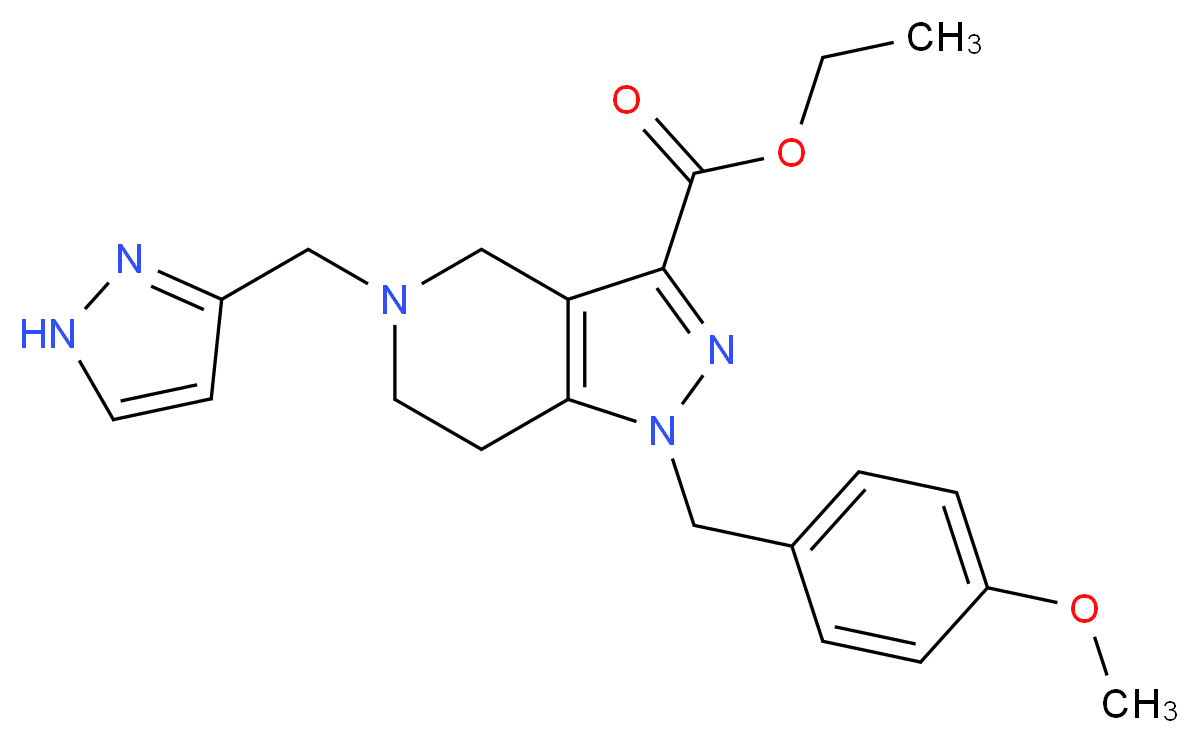 ethyl 1-(4-methoxybenzyl)-5-(1H-pyrazol-3-ylmethyl)-4,5,6,7-tetrahydro-1H-pyrazolo[4,3-c]pyridine-3-carboxylate_Molecular_structure_CAS_)