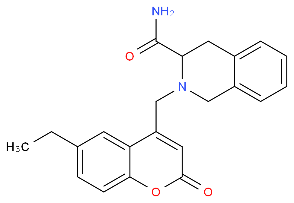 2-[(6-ethyl-2-oxo-2H-chromen-4-yl)methyl]-1,2,3,4-tetrahydroisoquinoline-3-carboxamide_Molecular_structure_CAS_)