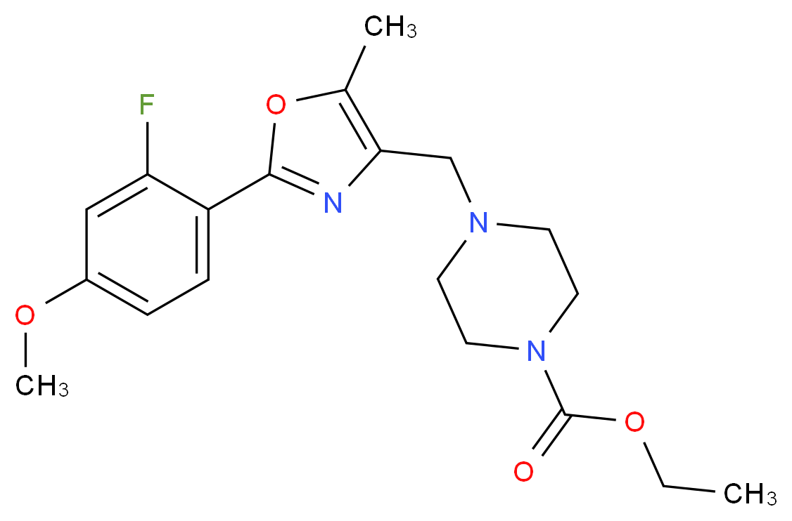 ethyl 4-{[2-(2-fluoro-4-methoxyphenyl)-5-methyl-1,3-oxazol-4-yl]methyl}-1-piperazinecarboxylate_Molecular_structure_CAS_)