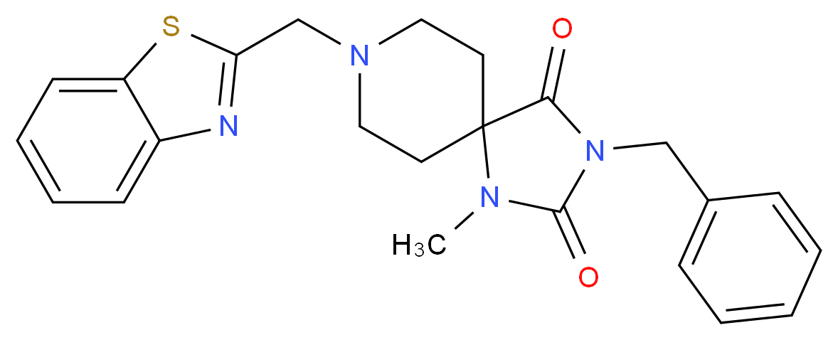 8-(1,3-benzothiazol-2-ylmethyl)-3-benzyl-1-methyl-1,3,8-triazaspiro[4.5]decane-2,4-dione_Molecular_structure_CAS_)