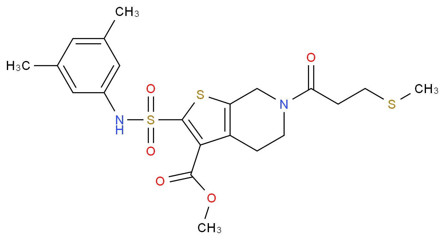 methyl 2-{[(3,5-dimethylphenyl)amino]sulfonyl}-6-[3-(methylthio)propanoyl]-4,5,6,7-tetrahydrothieno[2,3-c]pyridine-3-carboxylate_Molecular_structure_CAS_)
