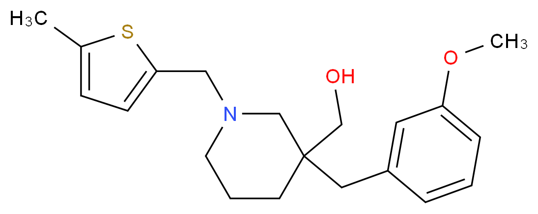 {3-(3-methoxybenzyl)-1-[(5-methyl-2-thienyl)methyl]-3-piperidinyl}methanol_Molecular_structure_CAS_)
