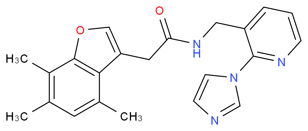 N-{[2-(1H-imidazol-1-yl)pyridin-3-yl]methyl}-2-(4,6,7-trimethyl-1-benzofuran-3-yl)acetamide_Molecular_structure_CAS_)