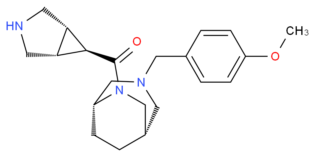 (1S*,5R*)-6-[(1R*,5S*,6r)-3-azabicyclo[3.1.0]hex-6-ylcarbonyl]-3-(4-methoxybenzyl)-3,6-diazabicyclo[3.2.2]nonane_Molecular_structure_CAS_)