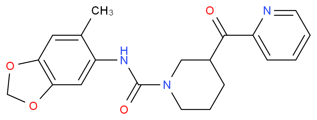 N-(6-methyl-1,3-benzodioxol-5-yl)-3-(pyridin-2-ylcarbonyl)piperidine-1-carboxamide_Molecular_structure_CAS_)