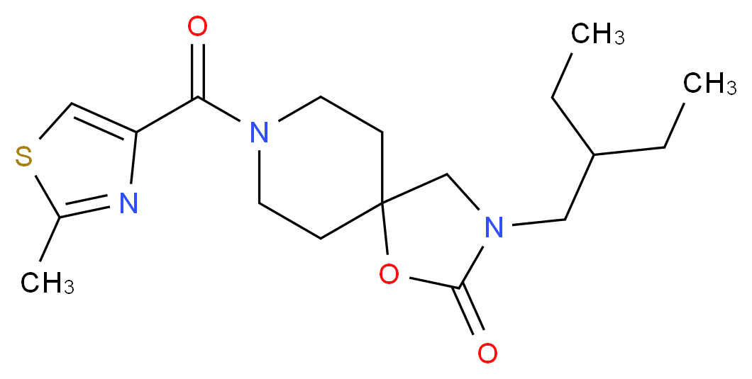 3-(2-ethylbutyl)-8-[(2-methyl-1,3-thiazol-4-yl)carbonyl]-1-oxa-3,8-diazaspiro[4.5]decan-2-one_Molecular_structure_CAS_)