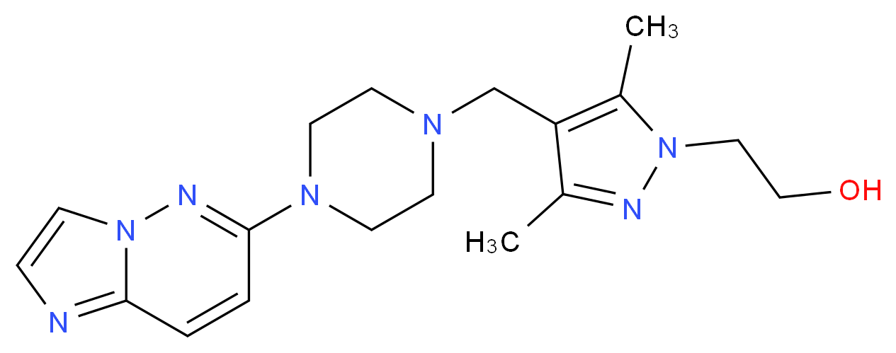 2-{4-[(4-imidazo[1,2-b]pyridazin-6-ylpiperazin-1-yl)methyl]-3,5-dimethyl-1H-pyrazol-1-yl}ethanol_Molecular_structure_CAS_)