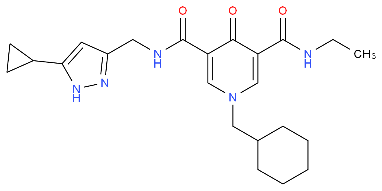 1-(cyclohexylmethyl)-N-[(5-cyclopropyl-1H-pyrazol-3-yl)methyl]-N'-ethyl-4-oxo-1,4-dihydro-3,5-pyridinedicarboxamide_Molecular_structure_CAS_)
