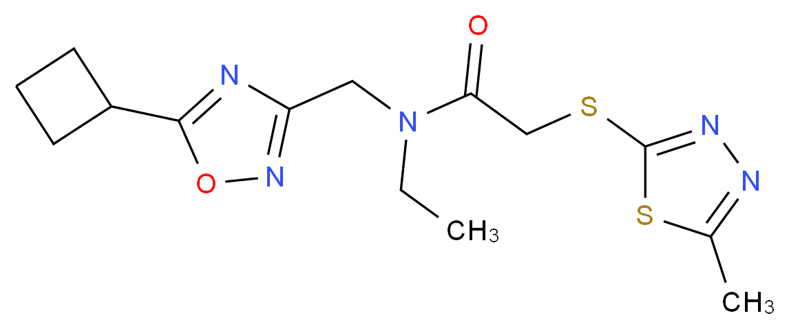 N-[(5-cyclobutyl-1,2,4-oxadiazol-3-yl)methyl]-N-ethyl-2-[(5-methyl-1,3,4-thiadiazol-2-yl)thio]acetamide_Molecular_structure_CAS_)