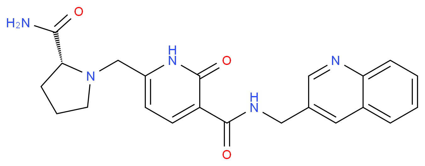 6-{[(2R)-2-(aminocarbonyl)pyrrolidin-1-yl]methyl}-2-oxo-N-(quinolin-3-ylmethyl)-1,2-dihydropyridine-3-carboxamide _Molecular_structure_CAS_)