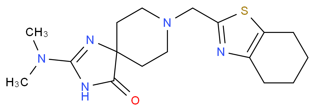 2-(dimethylamino)-8-(4,5,6,7-tetrahydro-1,3-benzothiazol-2-ylmethyl)-1,3,8-triazaspiro[4.5]dec-1-en-4-one_Molecular_structure_CAS_)