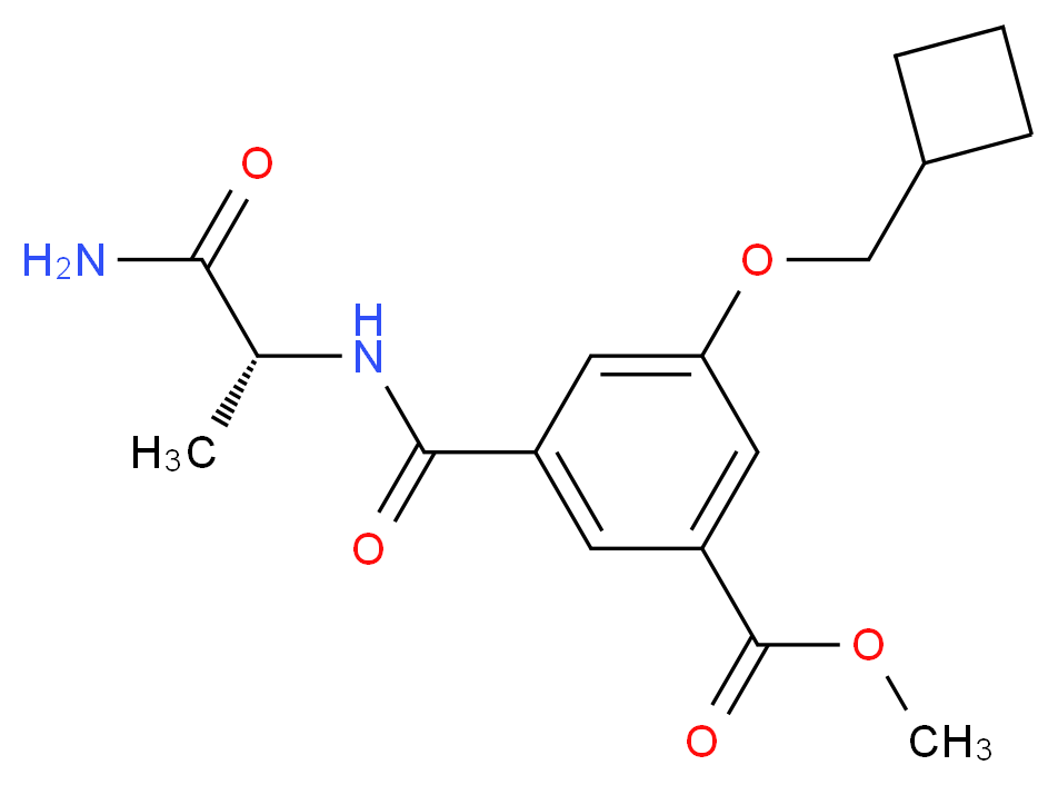 methyl 3-({[(1R)-2-amino-1-methyl-2-oxoethyl]amino}carbonyl)-5-(cyclobutylmethoxy)benzoate (non-preferred name)_Molecular_structure_CAS_)