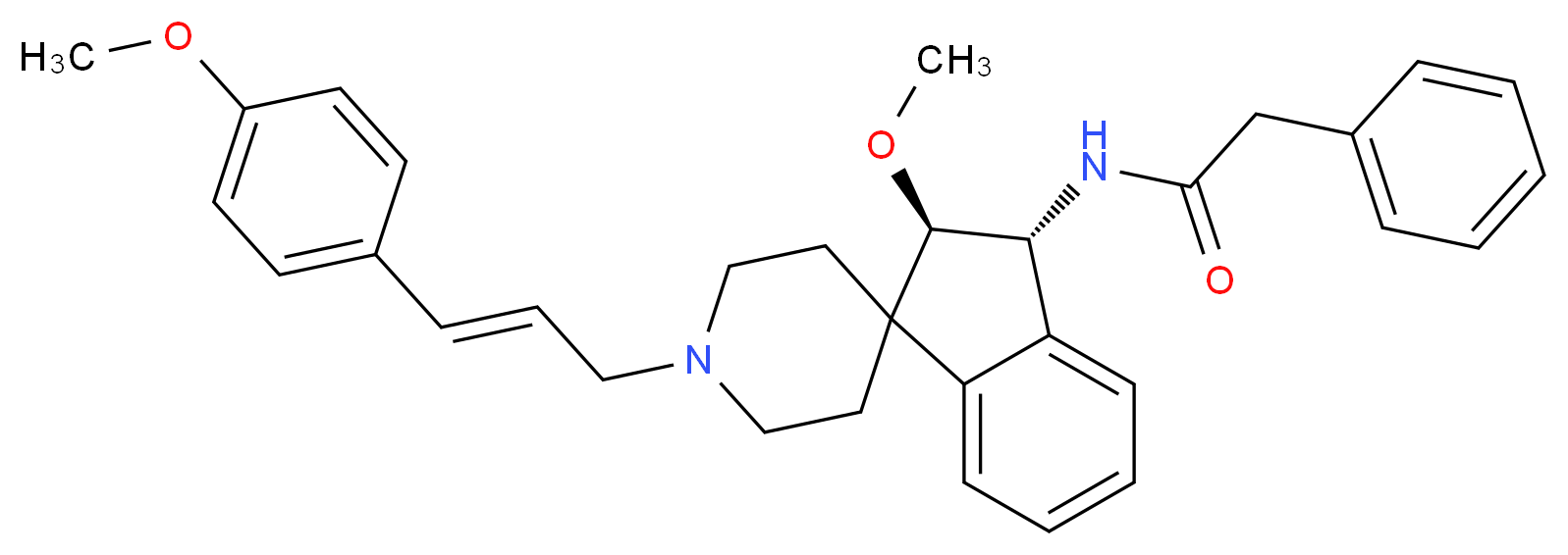 N-{(2R*,3R*)-2-methoxy-1'-[(2E)-3-(4-methoxyphenyl)-2-propen-1-yl]-2,3-dihydrospiro[indene-1,4'-piperidin]-3-yl}-2-phenylacetamide_Molecular_structure_CAS_)