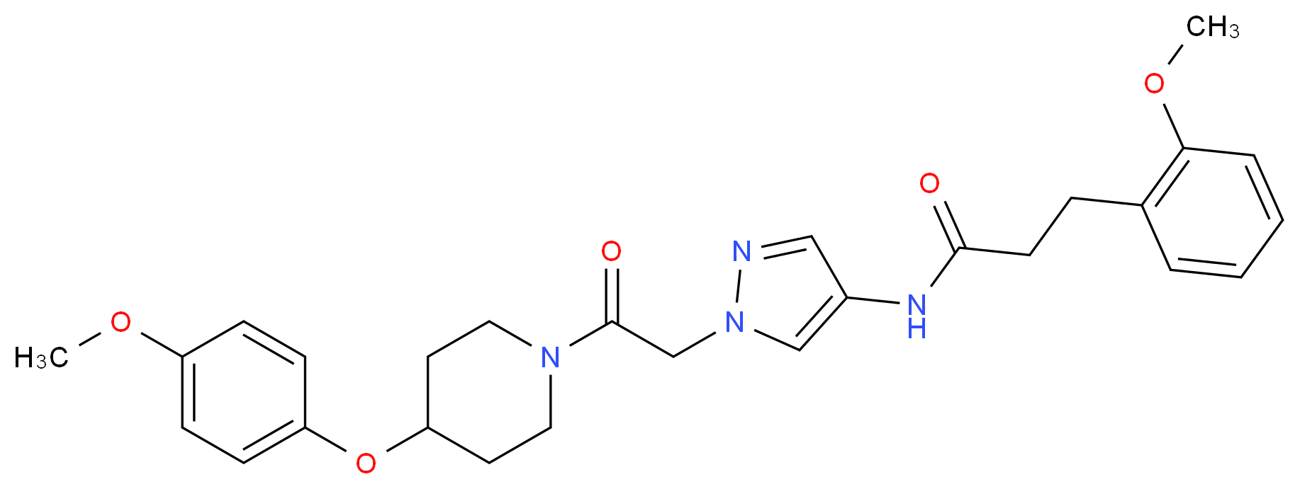 N-(1-{2-[4-(4-methoxyphenoxy)-1-piperidinyl]-2-oxoethyl}-1H-pyrazol-4-yl)-3-(2-methoxyphenyl)propanamide_Molecular_structure_CAS_)