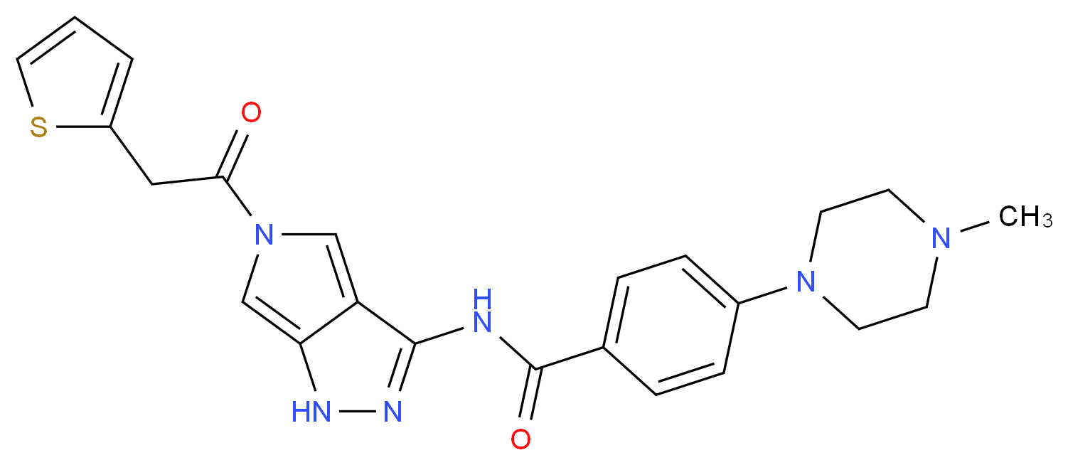 4-(4-METHYLPIPERAZIN-1-YL)-N-[5-(2-THIENYLACETYL)-1,5-DIHYDROPYRROLO[3,4-C]PYRAZOL-3-YL]BENZAMIDE_Molecular_structure_CAS_)