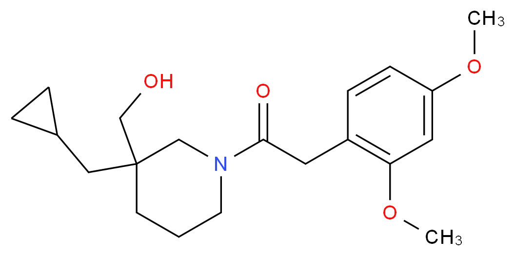 {3-(cyclopropylmethyl)-1-[(2,4-dimethoxyphenyl)acetyl]piperidin-3-yl}methanol_Molecular_structure_CAS_)