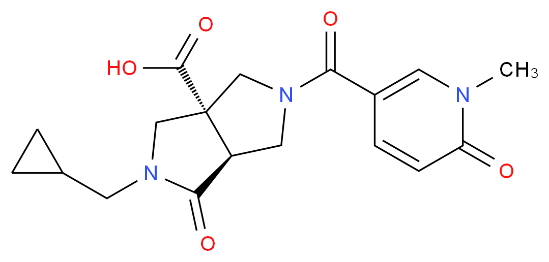 (3aR*,6aS*)-2-(cyclopropylmethyl)-5-[(1-methyl-6-oxo-1,6-dihydropyridin-3-yl)carbonyl]-1-oxohexahydropyrrolo[3,4-c]pyrrole-3a(1H)-carboxylic acid_Molecular_structure_CAS_)