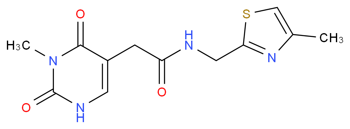 2-(3-methyl-2,4-dioxo-1,2,3,4-tetrahydropyrimidin-5-yl)-N-[(4-methyl-1,3-thiazol-2-yl)methyl]acetamide_Molecular_structure_CAS_)